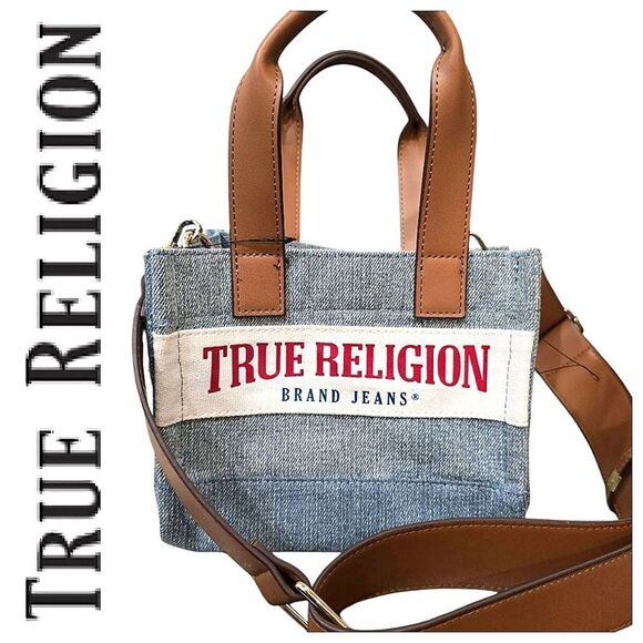 True Religion Logo Denim Mini Tote Bag - Picture 1 of 8